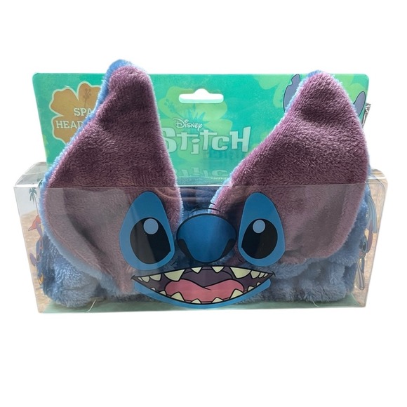 Disney Stitch Spa Headband Plush Ears Face Hair Accessory Blue Purple - Picture 1 of 3